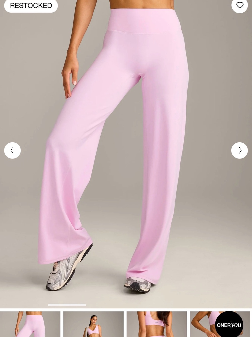 Oner Active SoftMotion Straight Leg Pants With Gray Logo in Chalk Pink